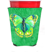 Butterfly Green on Green Red Solo Cup Beverage Insulator Hugger