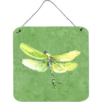 "Caroline's Treasures Dragonfly on Avocado Aluminum Metal Wall or Door Hanging Prints, 6 x 6"", Multicolor"