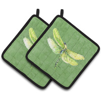 "Caroline's Treasures Dragonfly On Avacado Pair of Pot Holders 8864PTHD, 7.5HX7.5W, Multicolor"