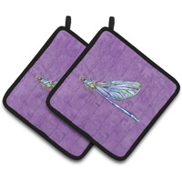 "Caroline's Treasures Dragonfly On Purple Pair of Pot Holders 8865PTHD, 7.5HX7.5W, Multicolor"