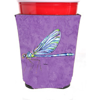 Dragonfly on Purple Red Solo Cup Beverage Insulator Hugger