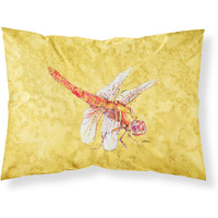 "Caroline's Treasures 8866PILLOWCASE Dragonfly On Yellow Moisture Wicking Fabric Standard Pillowcase, Large, Multicolor"