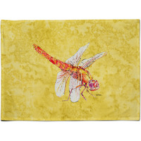 "Caroline's Treasures 8866PLMT Dragonfly On Yellow Fabric Placemat, Multicolor"