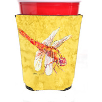 Dragonfly on Yellow Red Solo Cup Beverage Insulator Hugger