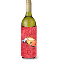 Lady Bug on Red Wine Bottle Beverage Insulator Beverage Insulator Hugger