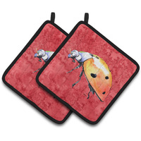 "Caroline's Treasures Lady bug on Red Pair of Pot Holders 8868PTHD, 7.5HX7.5W, Multicolor"