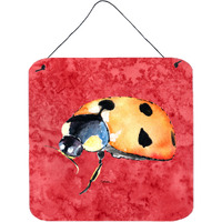 "Caroline's Treasures 8869DS66 Lady Bug on Red Aluminum Metal Wall or Door Hanging Prints, 6 x 6"", Multicolor"