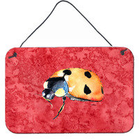 "Caroline's Treasures 8869DS812 Lady Bug on Red Aluminum Metal Wall or Door Hanging Prints, 8 x 12"", Multicolor"