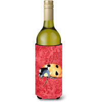 Lady Bug on Red Wine Bottle Beverage Insulator Beverage Insulator Hugger 8869LITERK