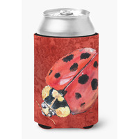 Lady Bug on Deep Red Can or Bottle Beverage Insulator Hugger