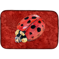 "Caroline's Treasures Lady Bug On Deep Red Dish Drying Mat, 14"" x 21"", Multicolor"