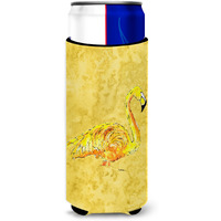 Flamingo on Yellow Ultra Beverage Insulators for slim cans 8872MUK