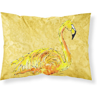 "Caroline's Treasures 8872PILLOWCASE Flamingo On Yellow Moisture Wicking Fabric Standard Pillowcase, Large, Multicolor"