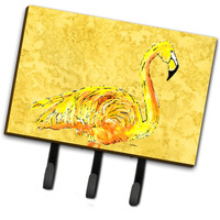 "Caroline's Treasures 8872TH68 Flamingo on Yellow Leash or Key Holder, Large, Multicolor"