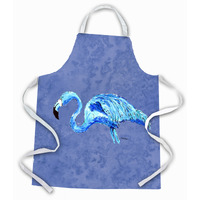"Caroline's Treasures 8873APRON Flamingo on Slate Blue Apron, Large, Multicolor"