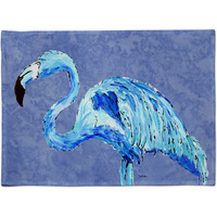 "Caroline's Treasures 8873PLMT Flamingo On Slate Blue Fabric Placemat, Multicolor"