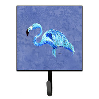 "Caroline's Treasures 8873SH4 Flamingo On Slate Blue Leash or Key Holder, Small, Multicolor"