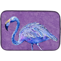 "Caroline's Treasures Flamingo on Purple Dish Drying Mat, 14"" x 21"", Multicolor"