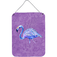 "Caroline's Treasures Flamingo on Purple Aluminium Metal Wall or Door Hanging Prints, 16"" x 12"", Multicolor"
