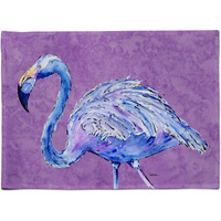 "Caroline's Treasures 8874PLMT Flamingo On Purple Fabric Placemat, Multicolor"