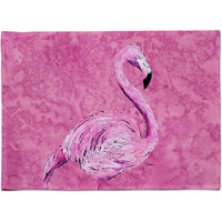 "Caroline's Treasures 8875PLMT Flamingo On Pink Fabric Placemat, Multicolor"
