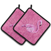 "Caroline's Treasures 8875PTHD Flamingo on Pink Pot Holders (1 Pair), 7.5"" x 7.5"", Multicolor"