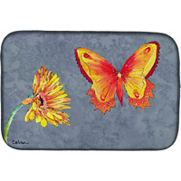 "Caroline's Treasures Gerber Daisy and Butterfly Dish Drying Mat, 14 x 21, Multicolor"