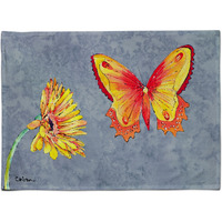 "Caroline's Treasures 8877PLMT Gerber Daisy And Butterfly Fabric Placemat, Multicolor"