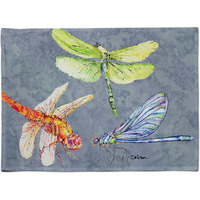 "Caroline's Treasures 8878PLMT Dragonfly Times Three Fabric Placemat, Multicolor"