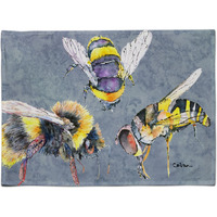 "Caroline's Treasures 8879PLMT Bee Bees Times Three Fabric Placemat, Multicolor"