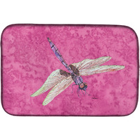 "Caroline's Treasures Dragonfly On Pink Dish Drying Mat, 14"" x 21"", Multicolor"
