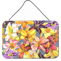 "Caroline's Treasures Day Lilies Aluminum Metal Wall or Door Hanging Prints, 8 x 12"""