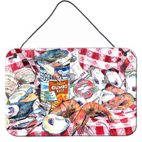 "Caroline's Treasures Blue Runner Gumbo Recipe Aluminum Metal Wall or Door Hanging Prints, 8 x 12"""