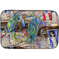 "Caroline's Treasures Blue Crabby Bottles Of Bars Root beer Dish Drying Mat, 14"" x 21"", Multicolor"