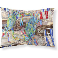 "Caroline's Treasures 8914PILLOWCASE Blue Crabby Bottles Of Barks Root Beer Moisture Wicking Fabric Standard Pillowcase, Large, Multicolor"