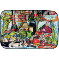 "Caroline's Treasures Wine Crab Shrimp and Oysters Dish Drying Mat, 14"" x 21"", Multicolor"