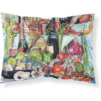 "Caroline's Treasures 8915PILLOWCASE Wine Crab Shrimp And Oysters Moisture Wicking Fabric Standard Pillowcase, Large, Multicolor"