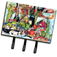 "Caroline's Treasures 8915TH68 Wine Crab Shrimp and Oysters Leash or Key Holder, Large, Multicolor"