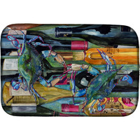"Caroline's Treasures Crabby Wine Bottles Dish Drying Mat, 14"" x 21"", Multicolor"