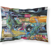 "Caroline's Treasures 8917PILLOWCASE Blue Crabby Wine Bottles Moisture Wicking Fabric Standard Pillowcase, Large, Multicolor"