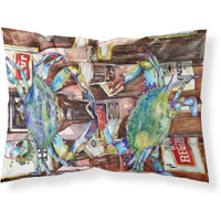 "Caroline's Treasures 8918PILLOWCASE Blue Crabby New Orleans Beer Bottles Moisture Wicking Fabric Standard Pillowcase, Large, Multicolor"