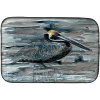 "Caroline's Treasures Pelican In Grey Dish Drying Mat, 14"" x 21"", Multicolor"