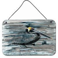 "Caroline's Treasures 8946DS812 Pelican in Grey Wall or Door Hanging Prints, 8 x 12"", Multicolor"