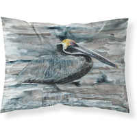 "Caroline's Treasures 8946PILLOWCASE Pelican In Grey Fabric Standard Pillowcase, Large, Multicolor"
