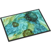 "Caroline's Treasures 8952JMAT Abstract in Teal Flowers Indoor or Outdoor Mat, 24 x 36"", Multicolor"