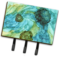 "Caroline's Treasures 8952TH68 Abstract in Teal Flowers Leash or Key Holder, Large, Multicolor"