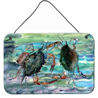 "Caroline's Treasures 8954DS812 Watery Teal and Purple Crabs Wall or Door Hanging Prints, 8 x 12"", Multicolor"