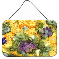 "Caroline's Treasures Abstract Flowers Purple and Yellow Wall or Door Hanging Prints 8958DS812, 8""H x 12""W, Multicolor"