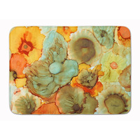 "Caroline's Treasures Abstract Flowers Teal and orange Floor Mat, 19"" x 27"", Multicolor"