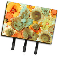 "Caroline's Treasures Abstract Flowers Teal and orange Leash or Key Holder 8959TH68, Triple, Multicolor"